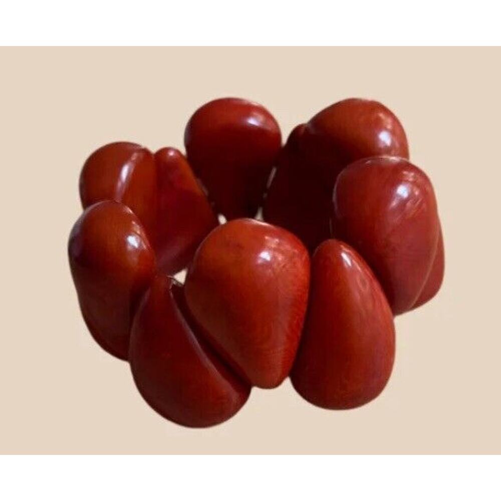 BOHO STYLE TEARDROP CHARMS TAGUA NUT BRACELET Burgundy Natural